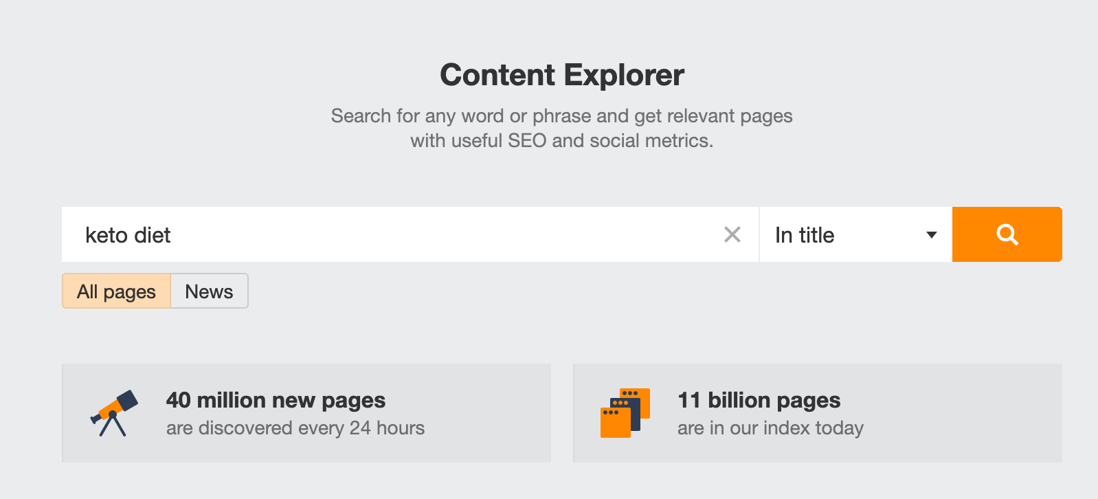 Content Research: 9 Actionable Tips to Master It | Search for "keto diet" on Ahrefs' Content Explorer