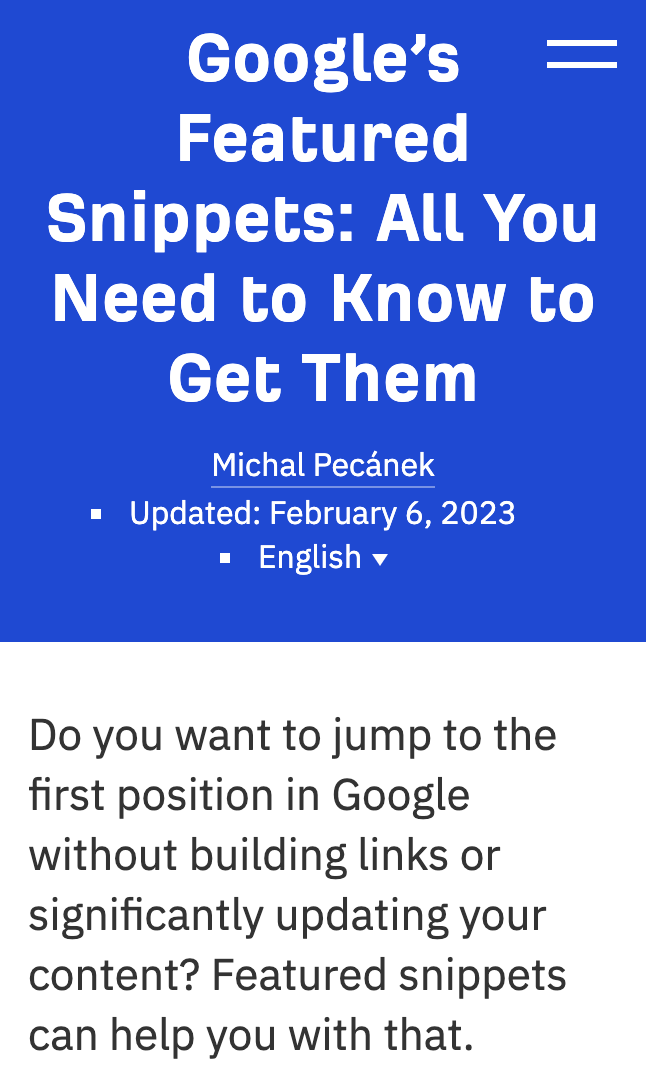 Mobile SEO: 10 Optimization Tips to Build a Mobile-Friendly Site | Example of a short and snappy article introduction