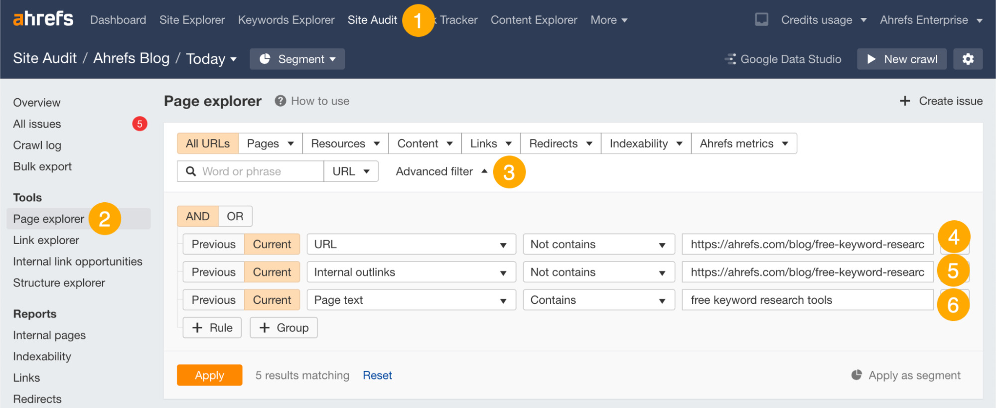 How to Get on the First Page of Google in 2023 | Using the Page Explorer in Ahrefs' Site Audit to find internal link opportunities