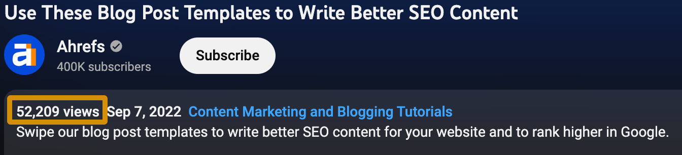 How to Start a Blog That Makes Money (And Gets Free Traffic) | Number of views generated by a video