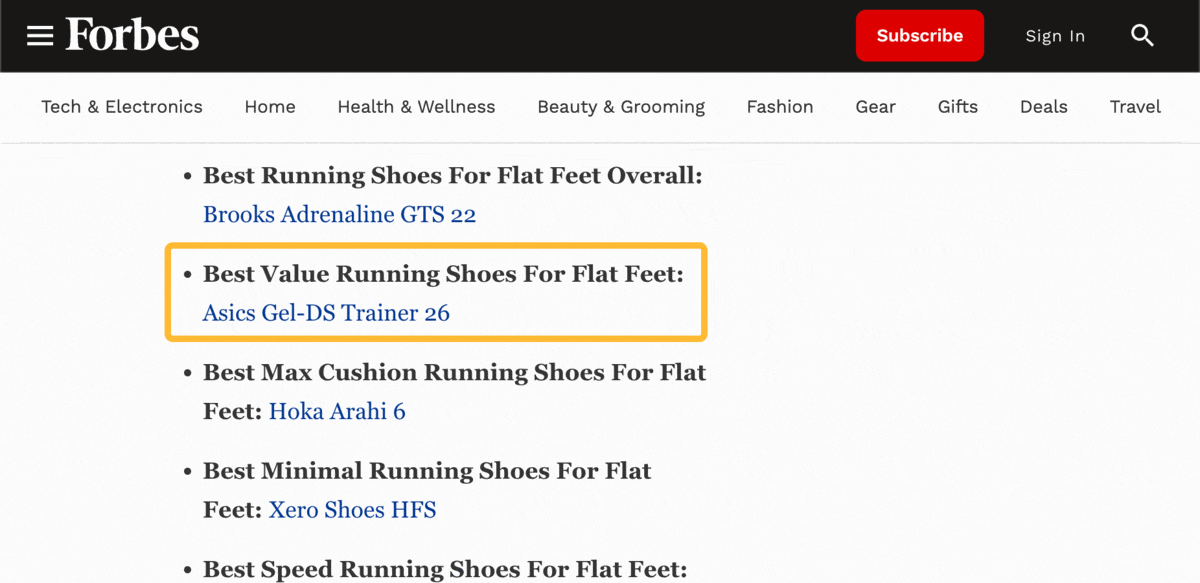 How to Get on the First Page of Google in 2023 | Many first-page results for "best running shoes for flat feet" talk about the best budget option