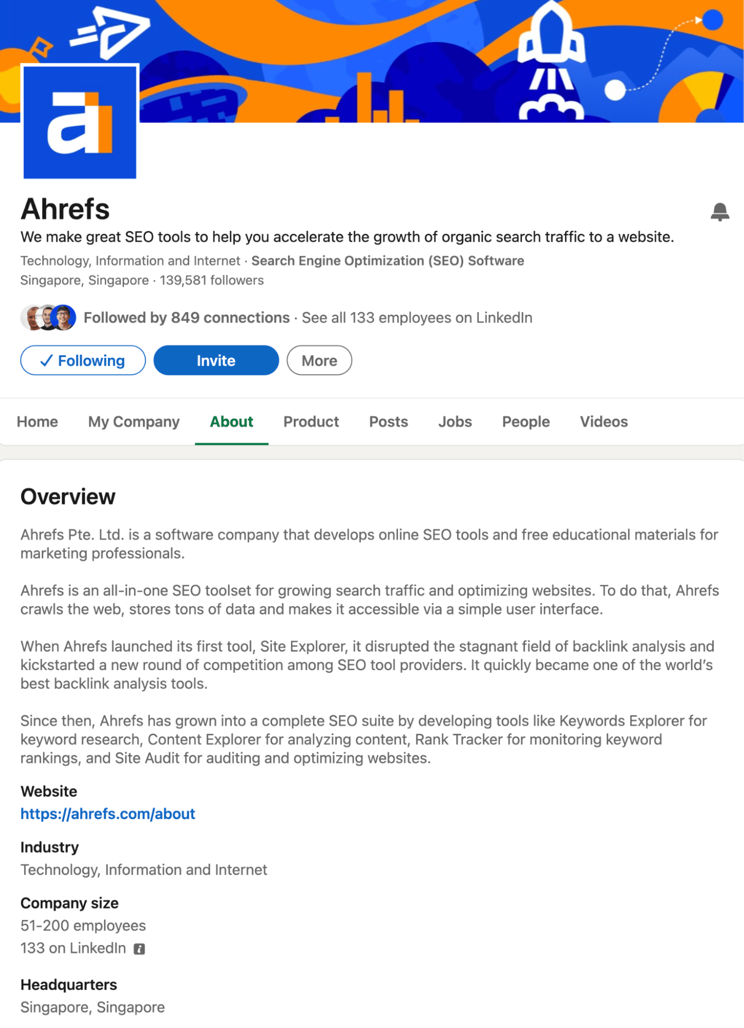 Why Social Signals Matter for SEO (It's Not a Ranking Factor) | Ahrefs LinkedIn profile overview page