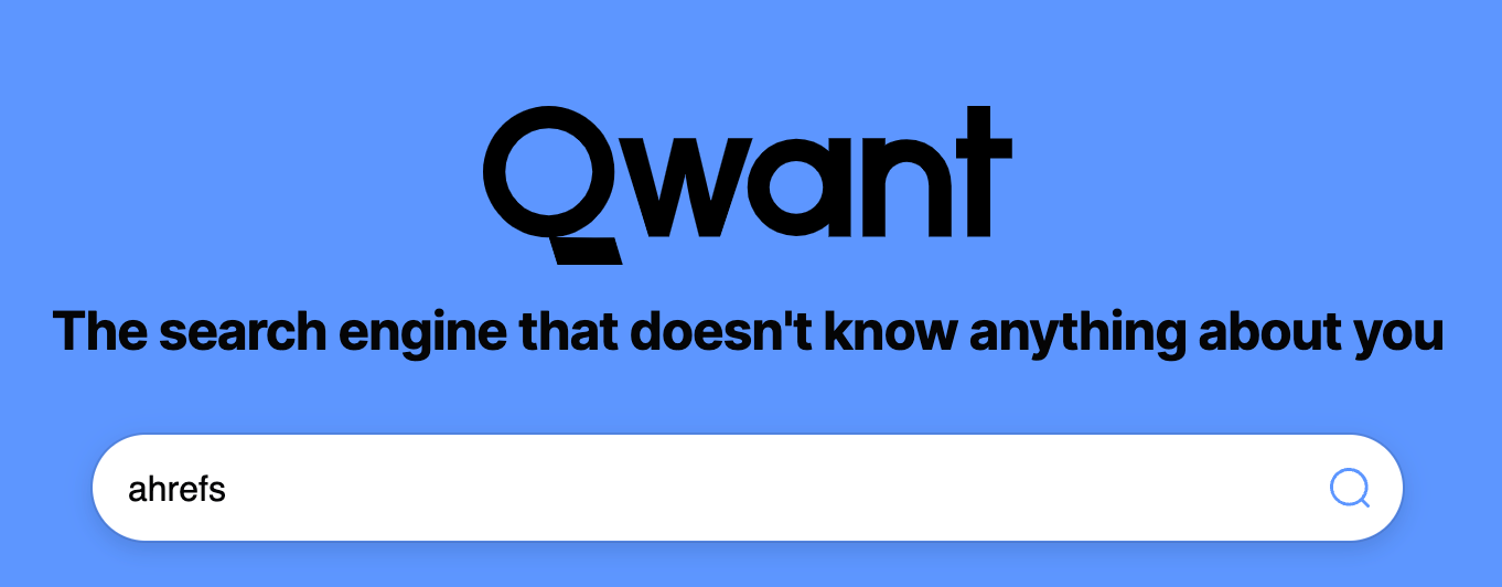 13 Privacy-Focused, Alternative Search Engines to Google | Searching "ahrefs" on Qwant