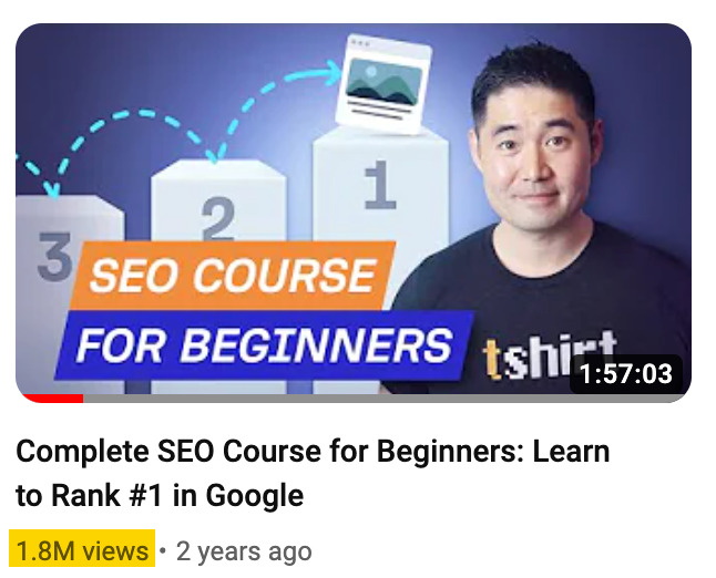 13 Smart Ways to Repurpose Content | Number of views on Ahrefs' two-hour course for SEO beginners