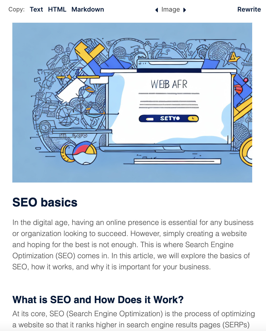 AI Copywriting (Tools to Improve Efficiency) | Switch output between text, HTML, and markup