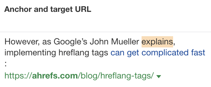 15 Easy SEO Tips for Higher Rankings | Example of a backlink earned thanks to a quote, via Ahrefs' Site Explorer
