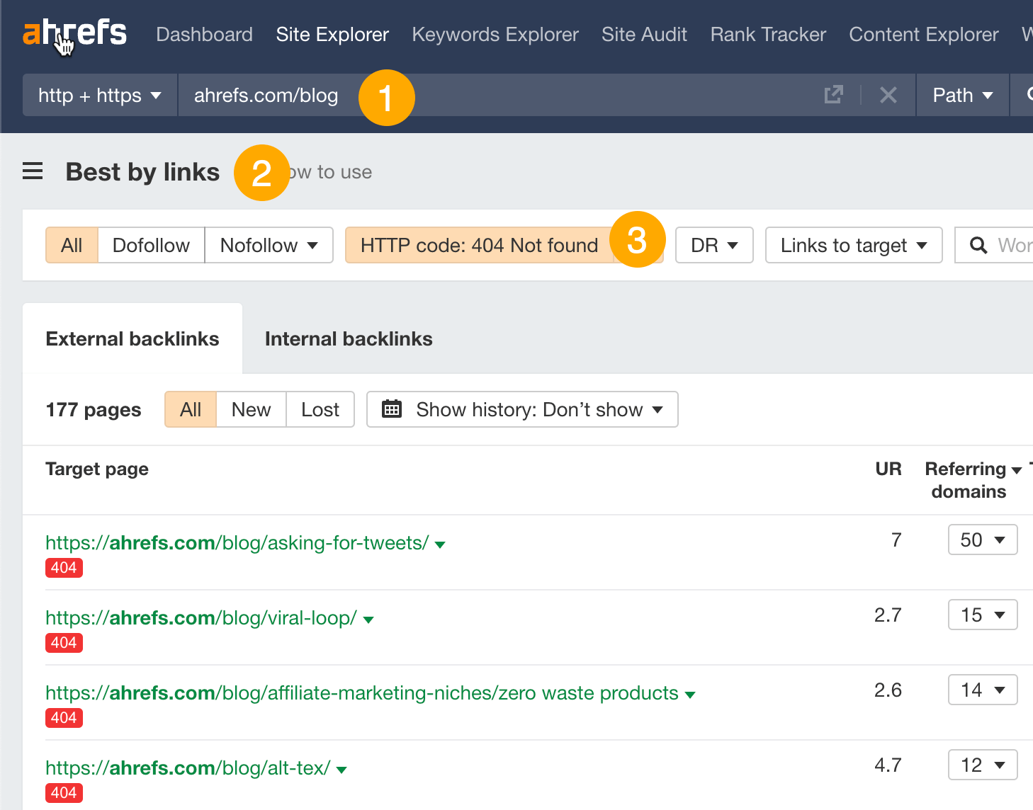 15 Easy SEO Tips for Higher Rankings | Finding dead pages with backlinks in Ahrefs' Site Explorer