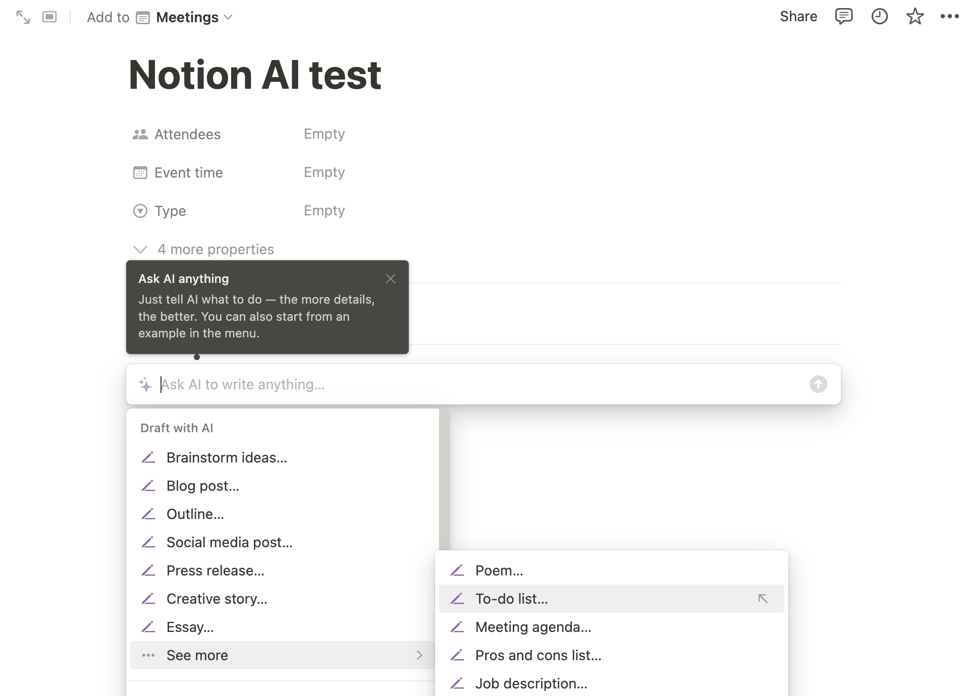 AI Copywriting (Tools to Improve Efficiency) | Notion AI menu