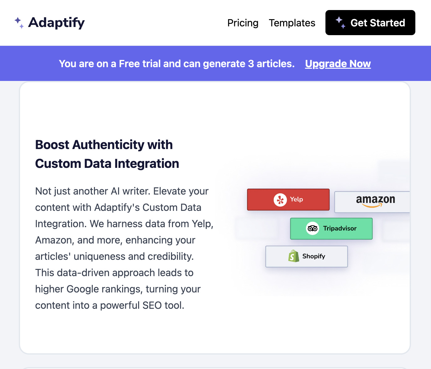 AI Copywriting (Tools to Improve Efficiency) | Adaptify webpage