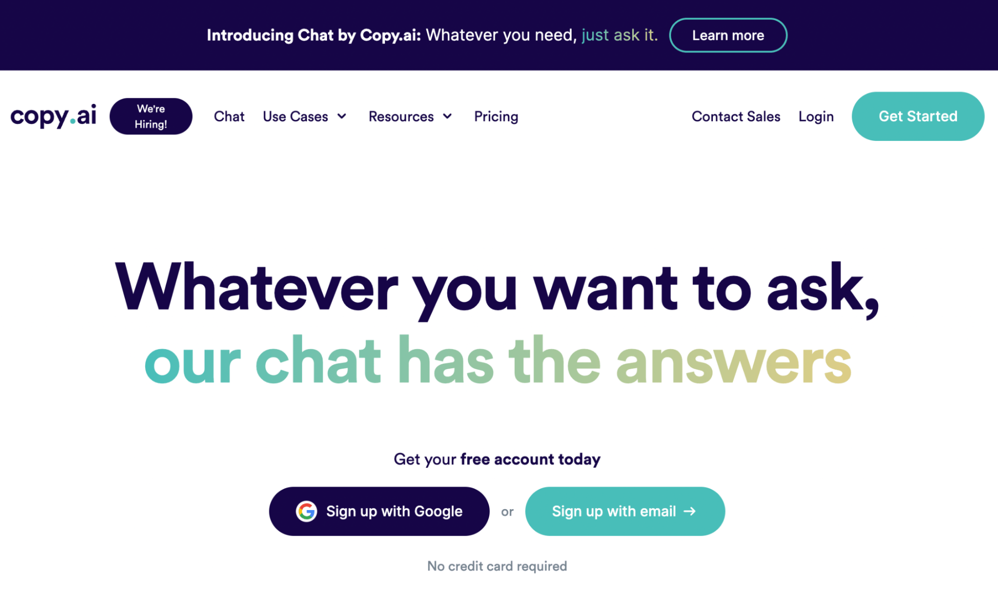 AI Copywriting (Tools to Improve Efficiency) | Copy.ai homepage