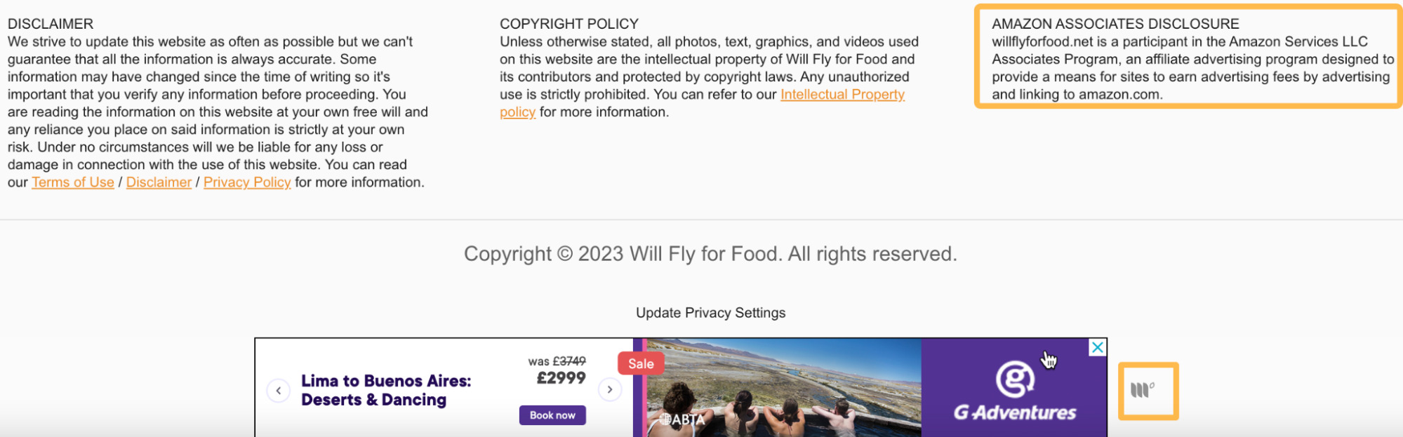 Finding a Good Blog Niche (The Easy Way) | Mediavine and Amazon Associates monetization example, via willflyforfood.net