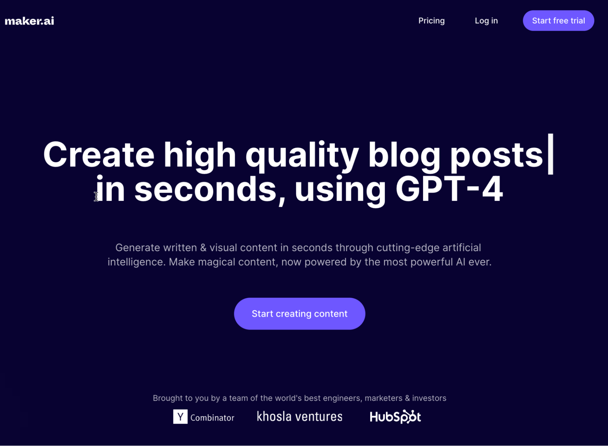 AI Copywriting (Tools to Improve Efficiency) | Maker.ai homepage