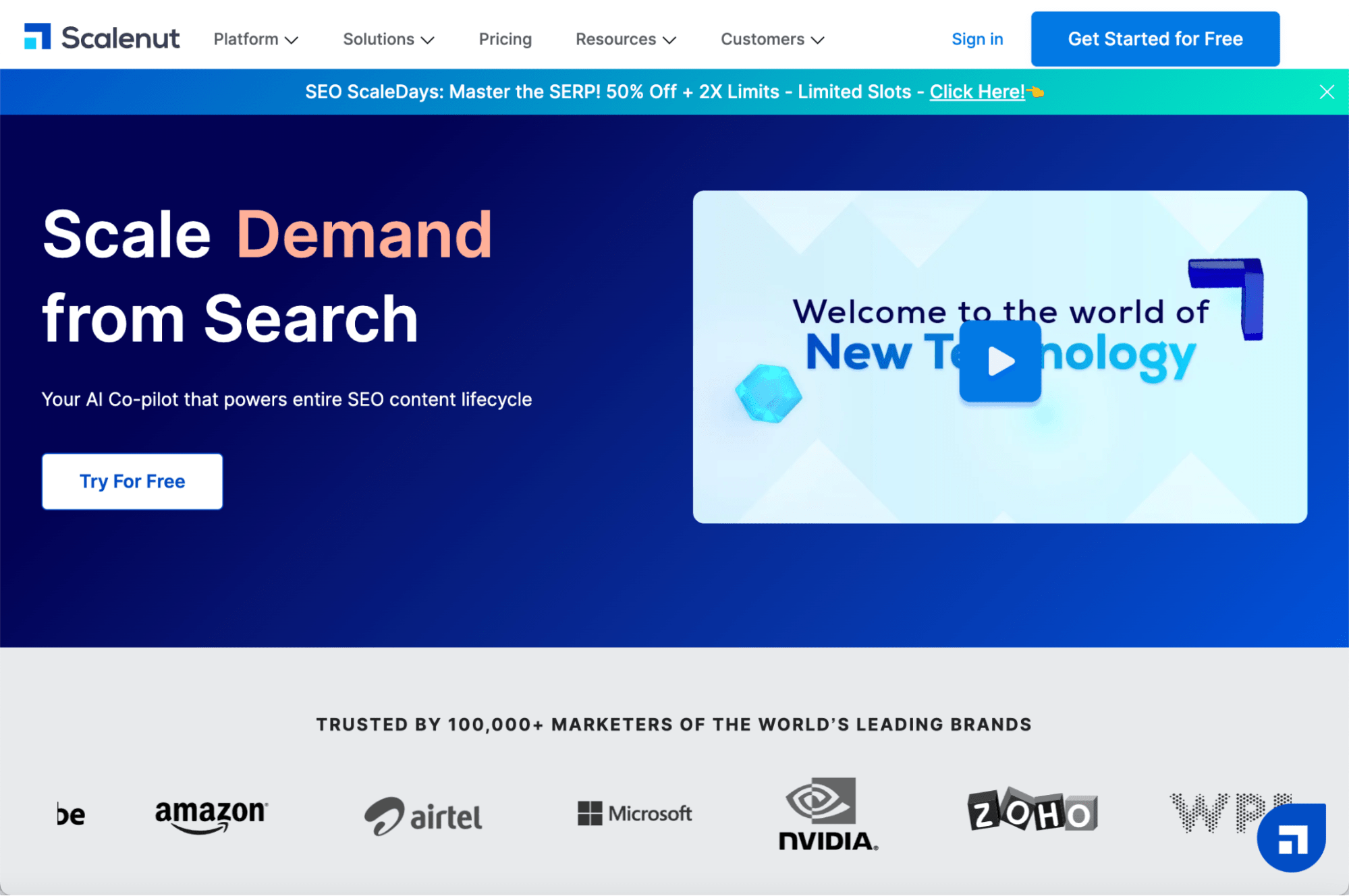 AI Copywriting (Tools to Improve Efficiency) | Scalenut homepage