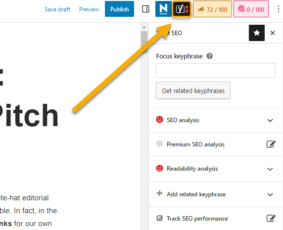 How to Use Yoast SEO to Improve SEO | "Symbol" button that expands the sidebar menu