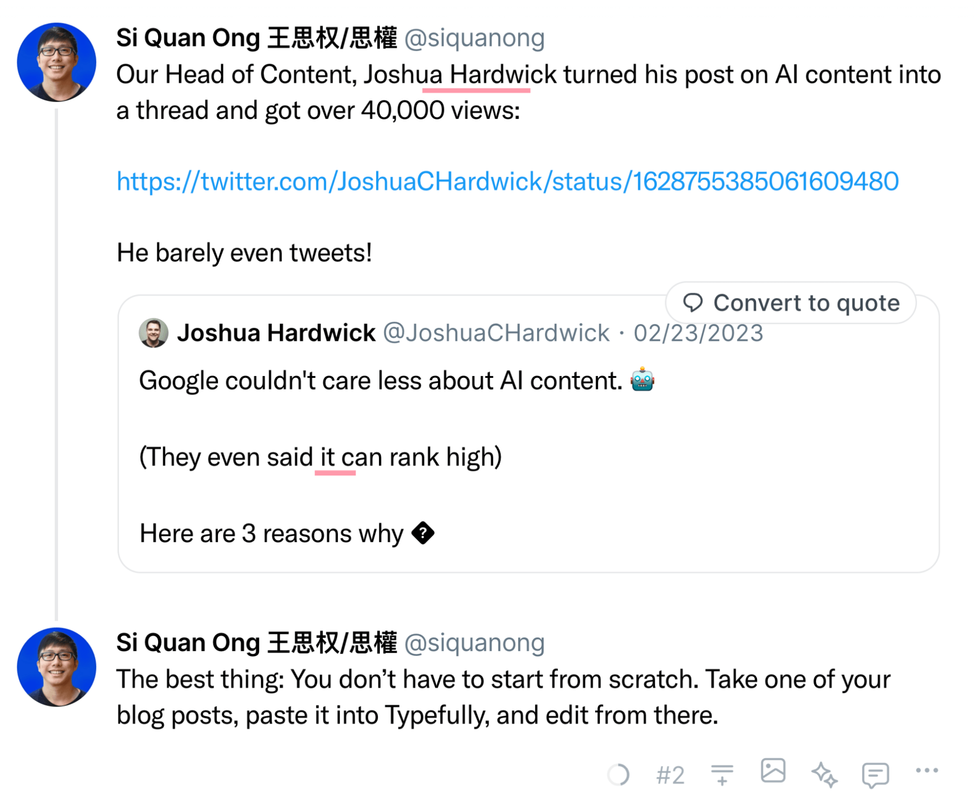 21 Proven Ways to Drive Traffic to Your Website | Using Typefully to create Twitter/X threads