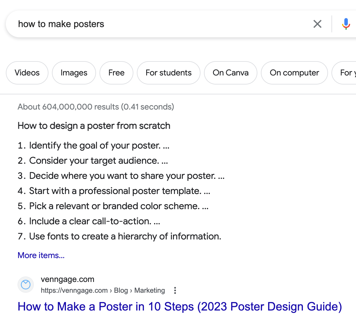 How to Do an SEO Competitor Analysis | Featured snippet for "how to make posters"