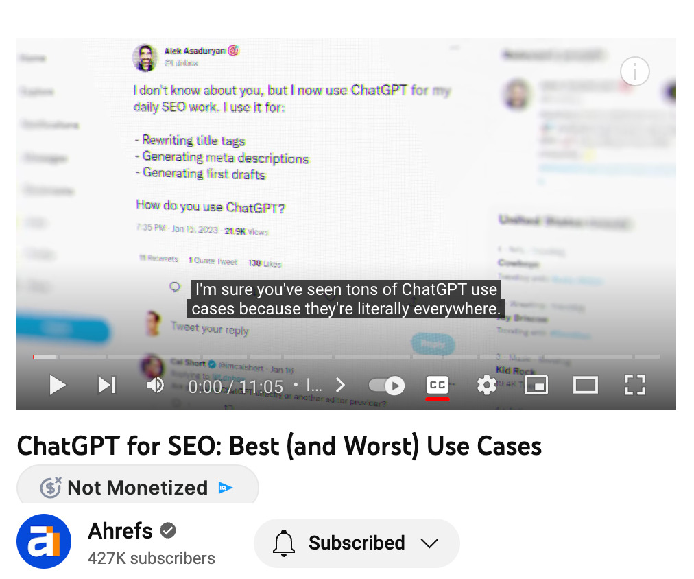21 Proven Ways to Drive Traffic to Your Website | Ahrefs' video on ChatGPT for SEO