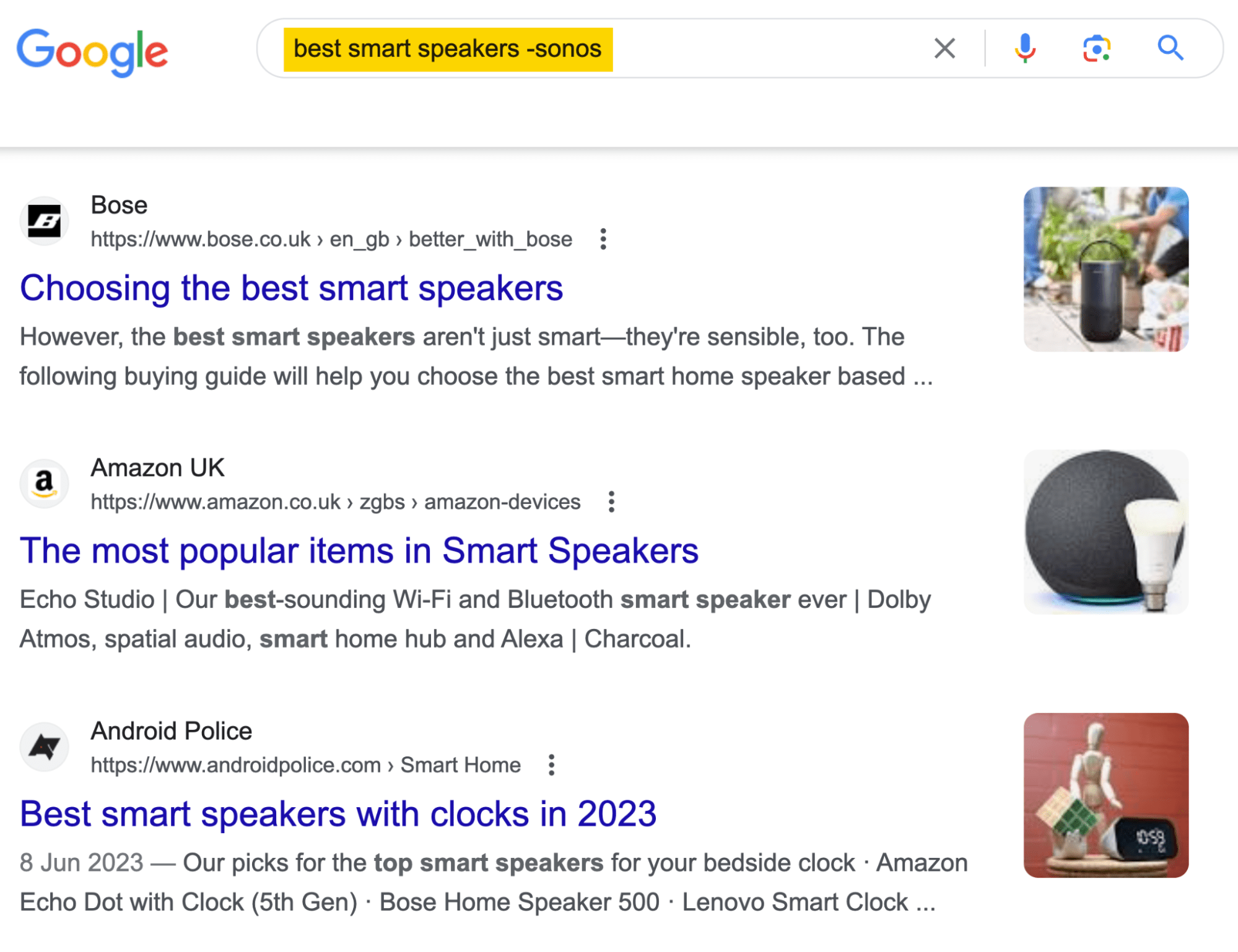 Master E-commerce SEO in 2023: Beginner's Guide | Searching Google for product listicles that exclude a particular brand