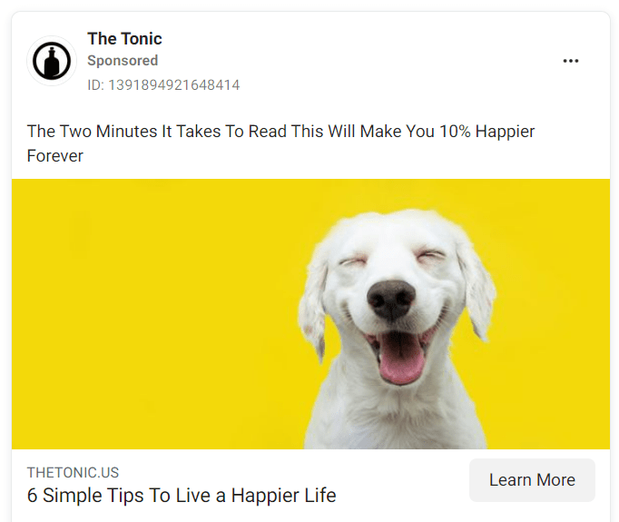 5 Content Strategy Examples That Work (And Why) | The Tonic's Facebook ad