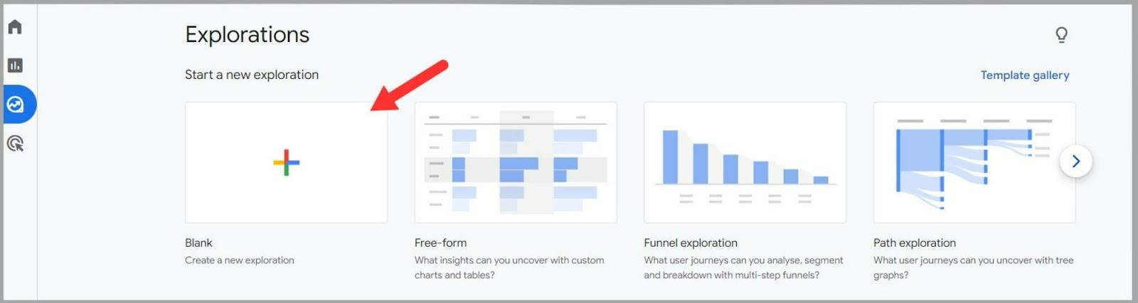 Click Explore then ‘Blank’ Explore then select Blank