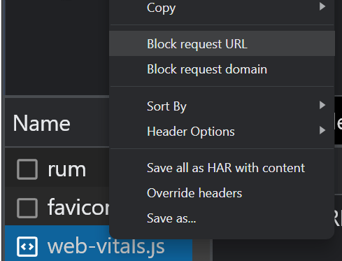 What SEOs Really Need to Know About JavaScript SEO | "Block request URL" option in dropdown