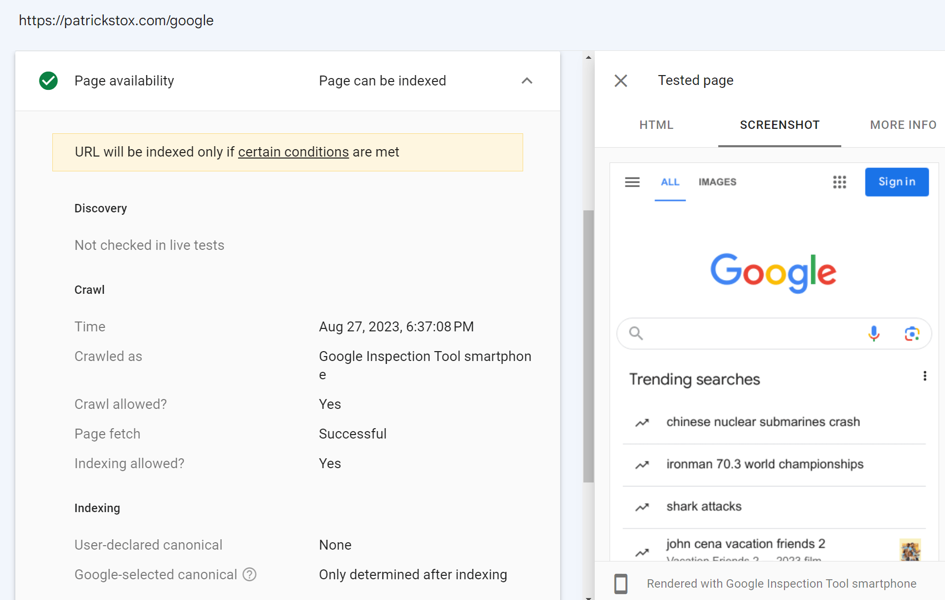 What SEOs Really Need to Know About JavaScript SEO | A hack to test a URL on a website you don't own