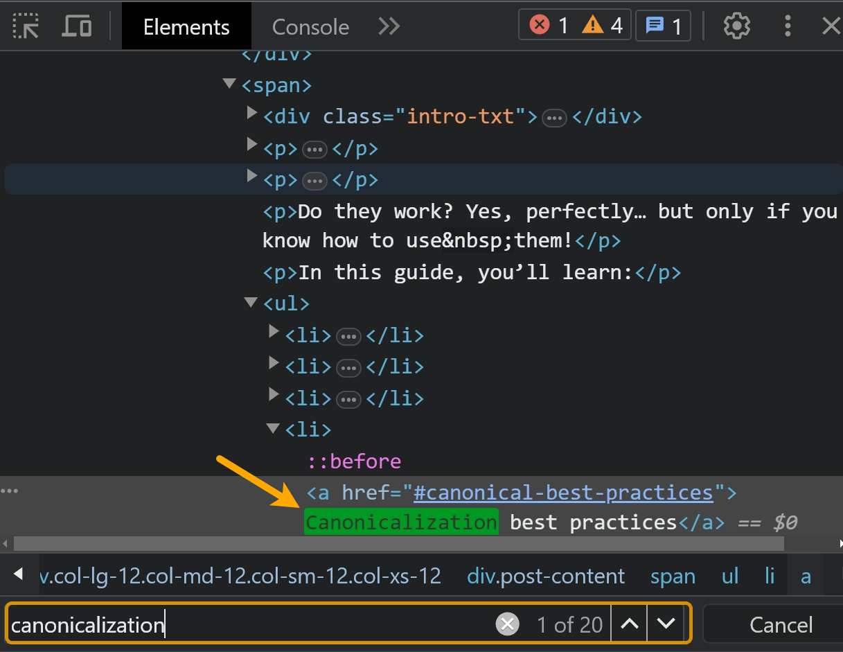 What SEOs Really Need to Know About JavaScript SEO | Searching for text in the DOM when working with JavaScript websites