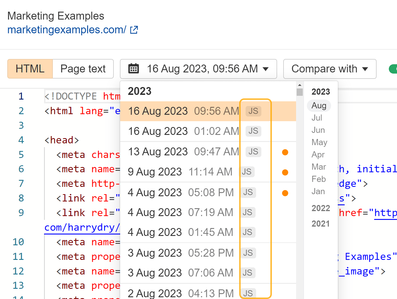 What SEOs Really Need to Know About JavaScript SEO | Pages crawled with JavaScript rendering in Ahrefs' Site Explorer