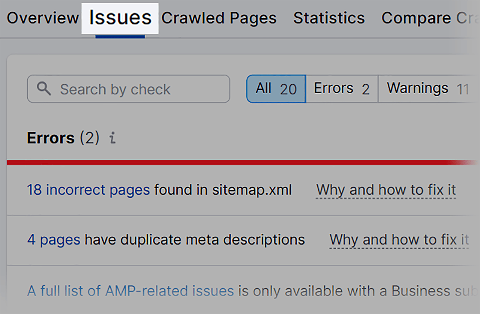 Click issues tab once site audit is complete Image SEO: 15 Tips for Image Optimization |