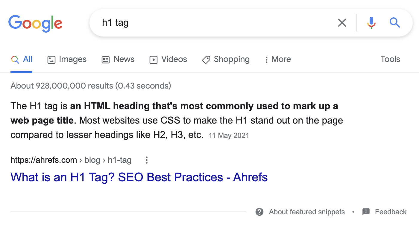 7 Fast Ways to Increase Organic Traffic | Example of a featured snippet.