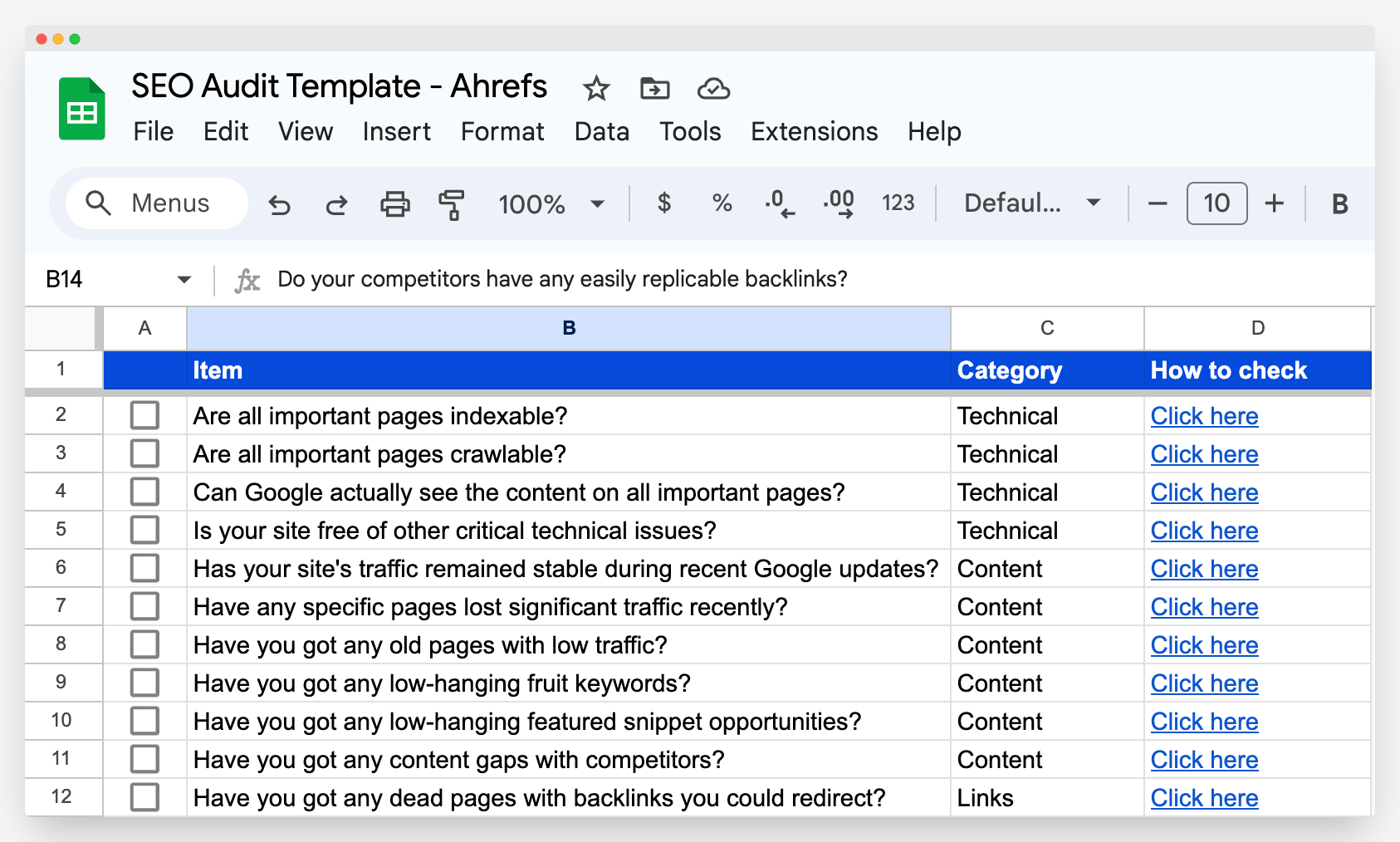 Free SEO Audit Template for 2023