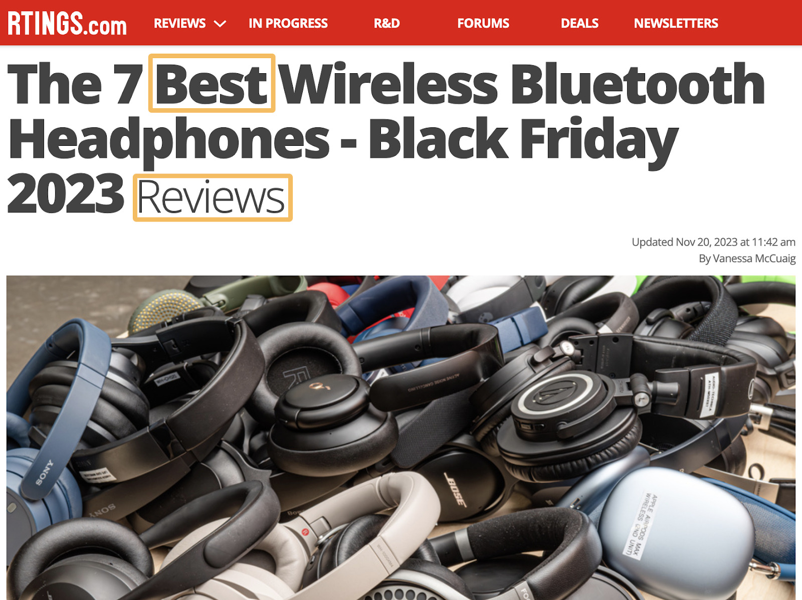 3 Ways to Find a Great Affiliate Niche (With Examples) | Keyword modifiers example, via rtings.com