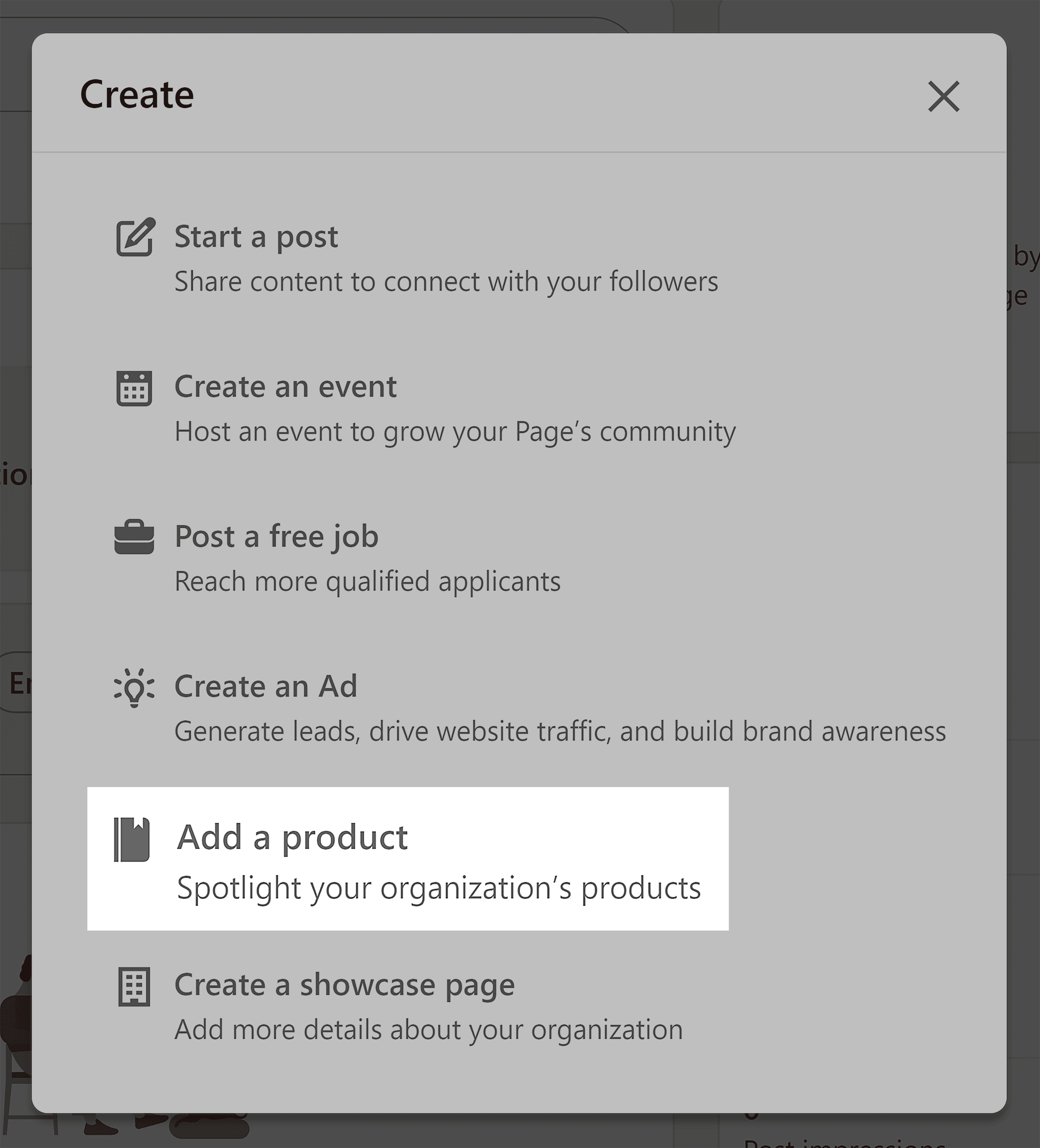 LinkedIn – Add product LinkedIn – Add product