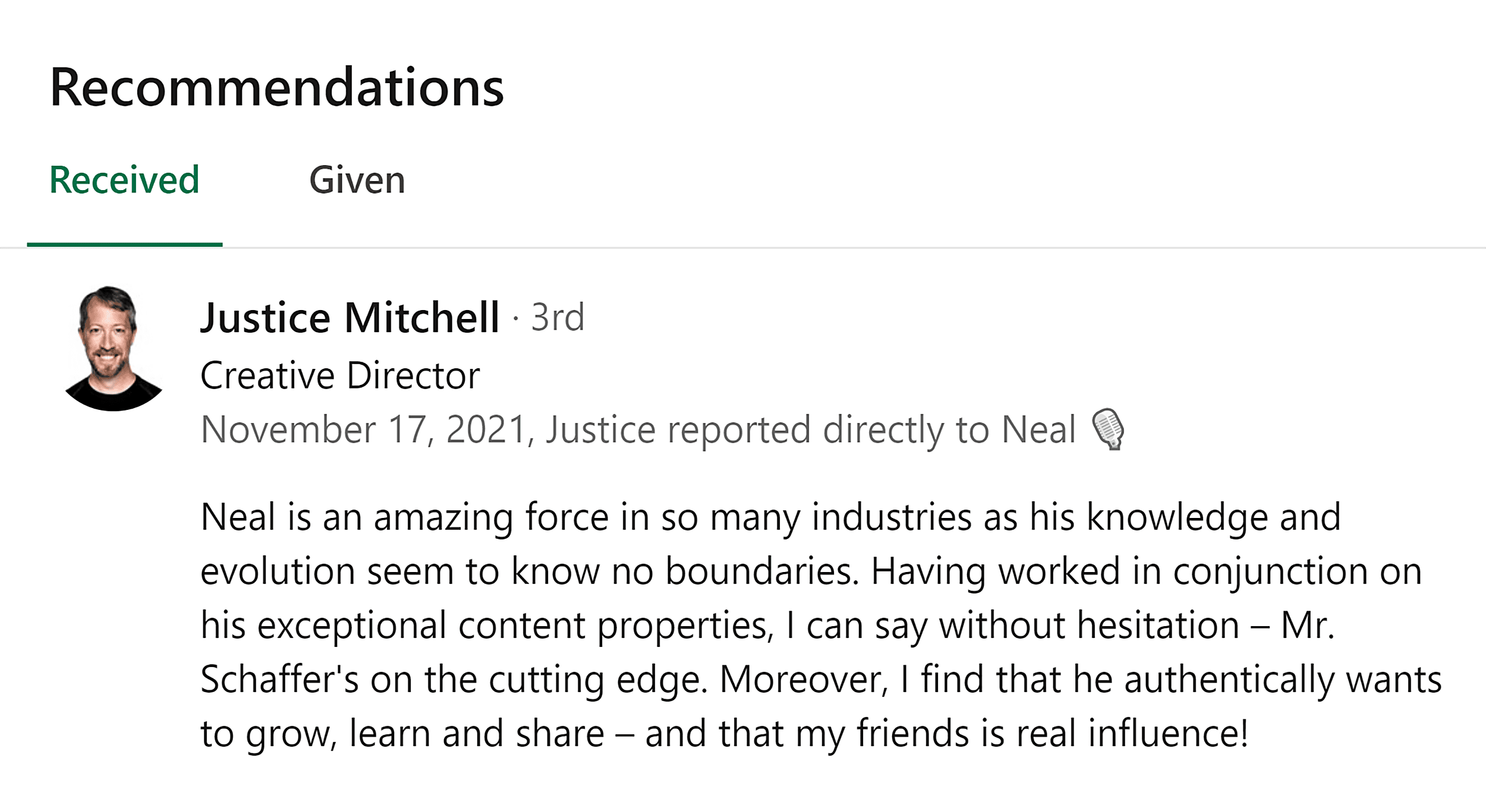 LinkedIn – Profile – Recommendations LinkedIn – Profile – Recommendations