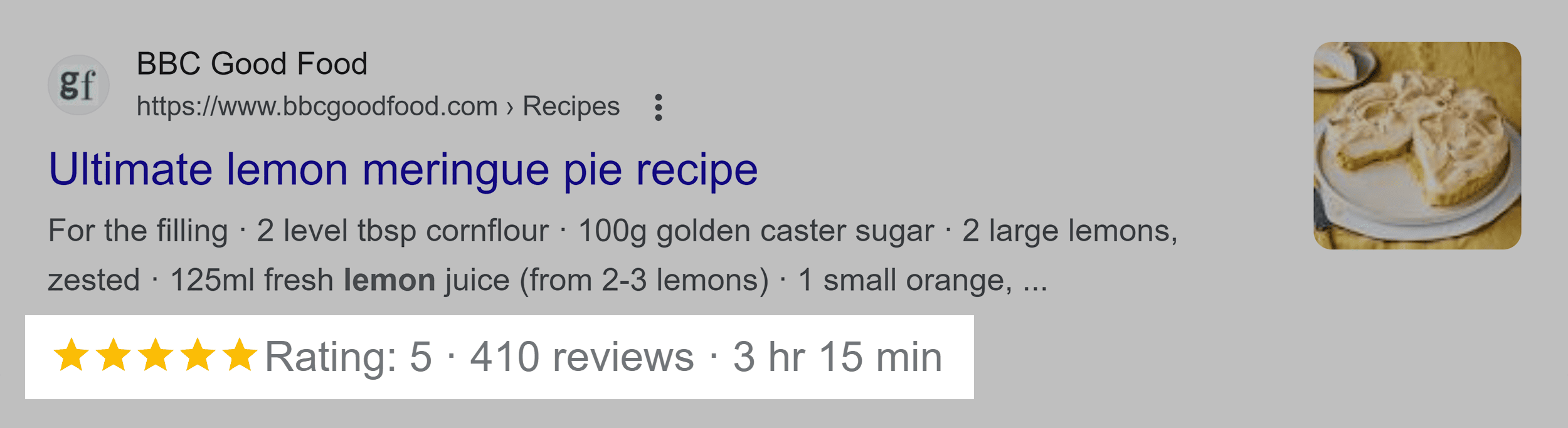 Rich SERP Result Example Rich SERP Result Example