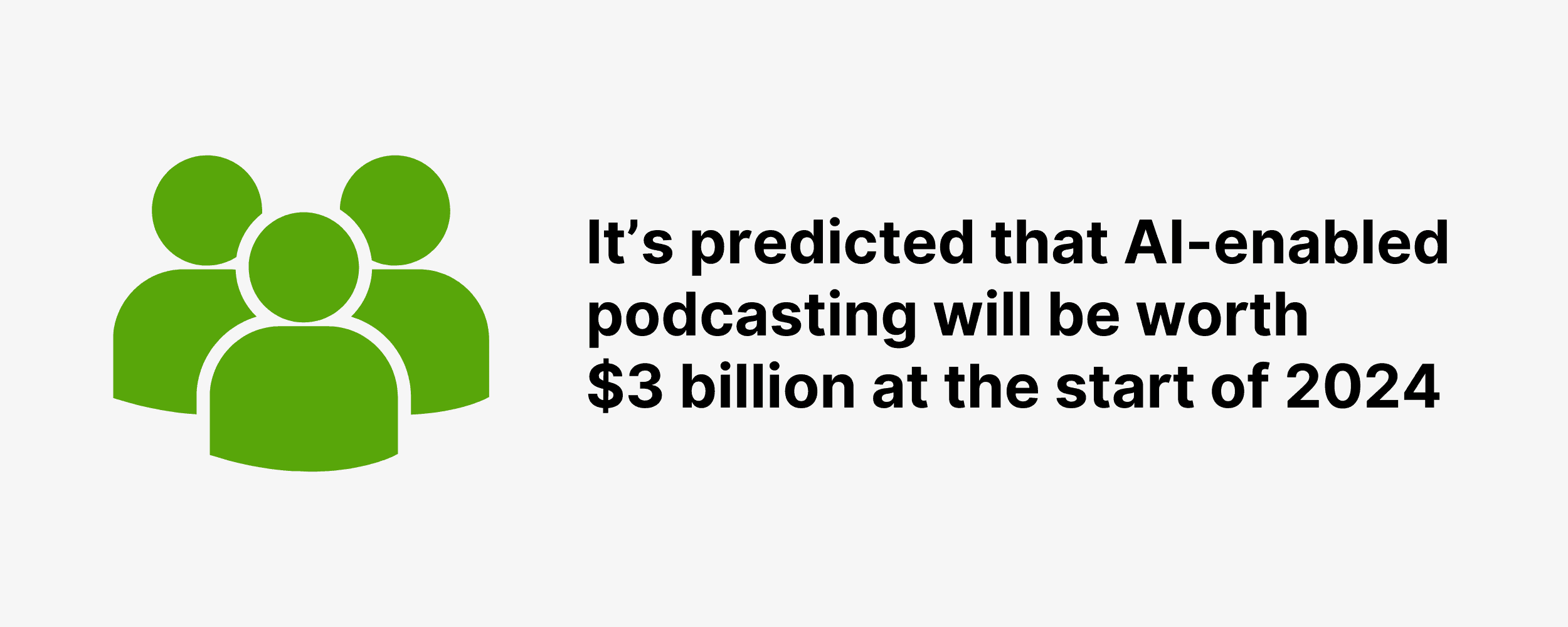 It’s predicted that AI-enabled podcasting will be worth $3 billion at the start of 2024 It’s predicted that AI-enabled podcasting will be worth $3 billion at the start of 2024