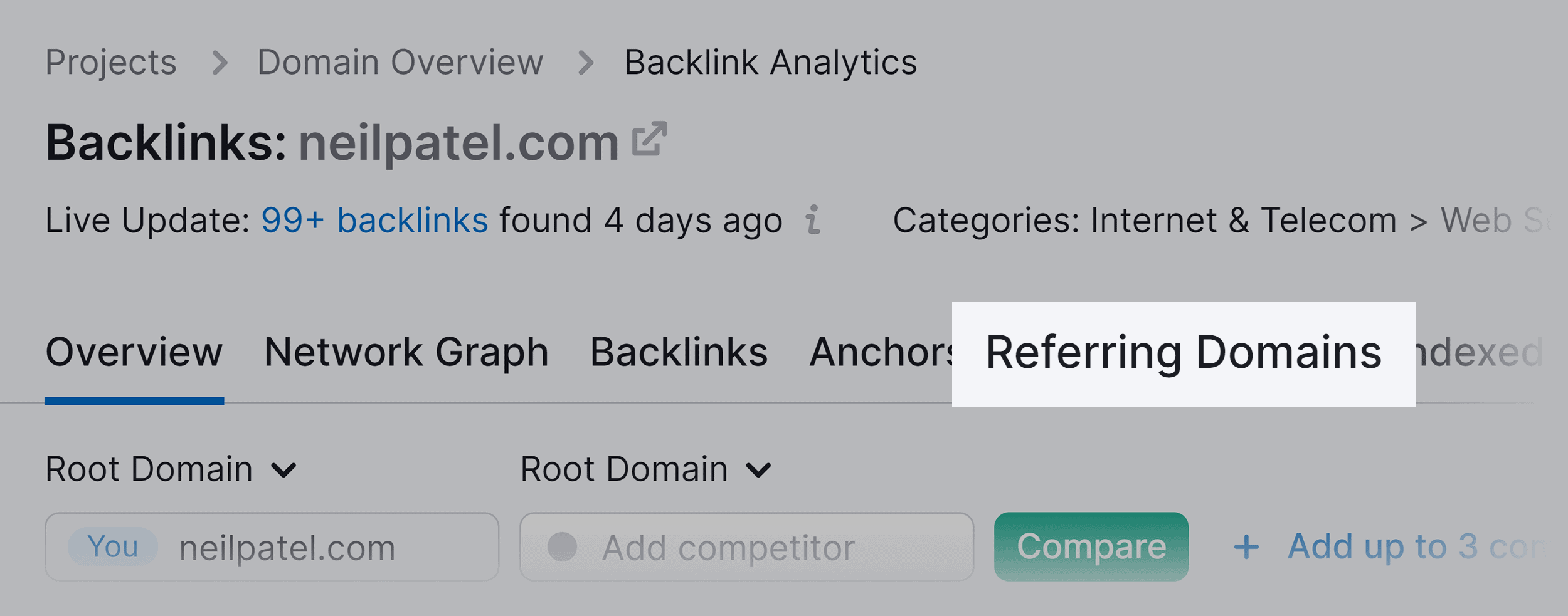 Backlink Analytics – Referring domains Backlink Analytics – Referring domains