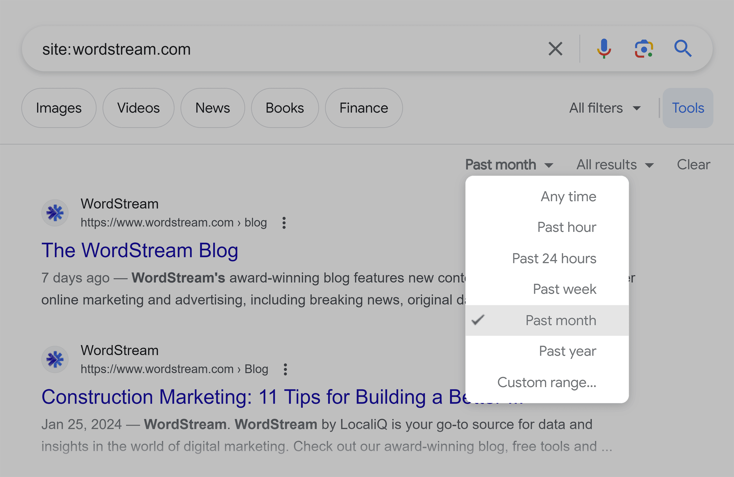 Google search – Filter – Past month Google search – Filter – Past month