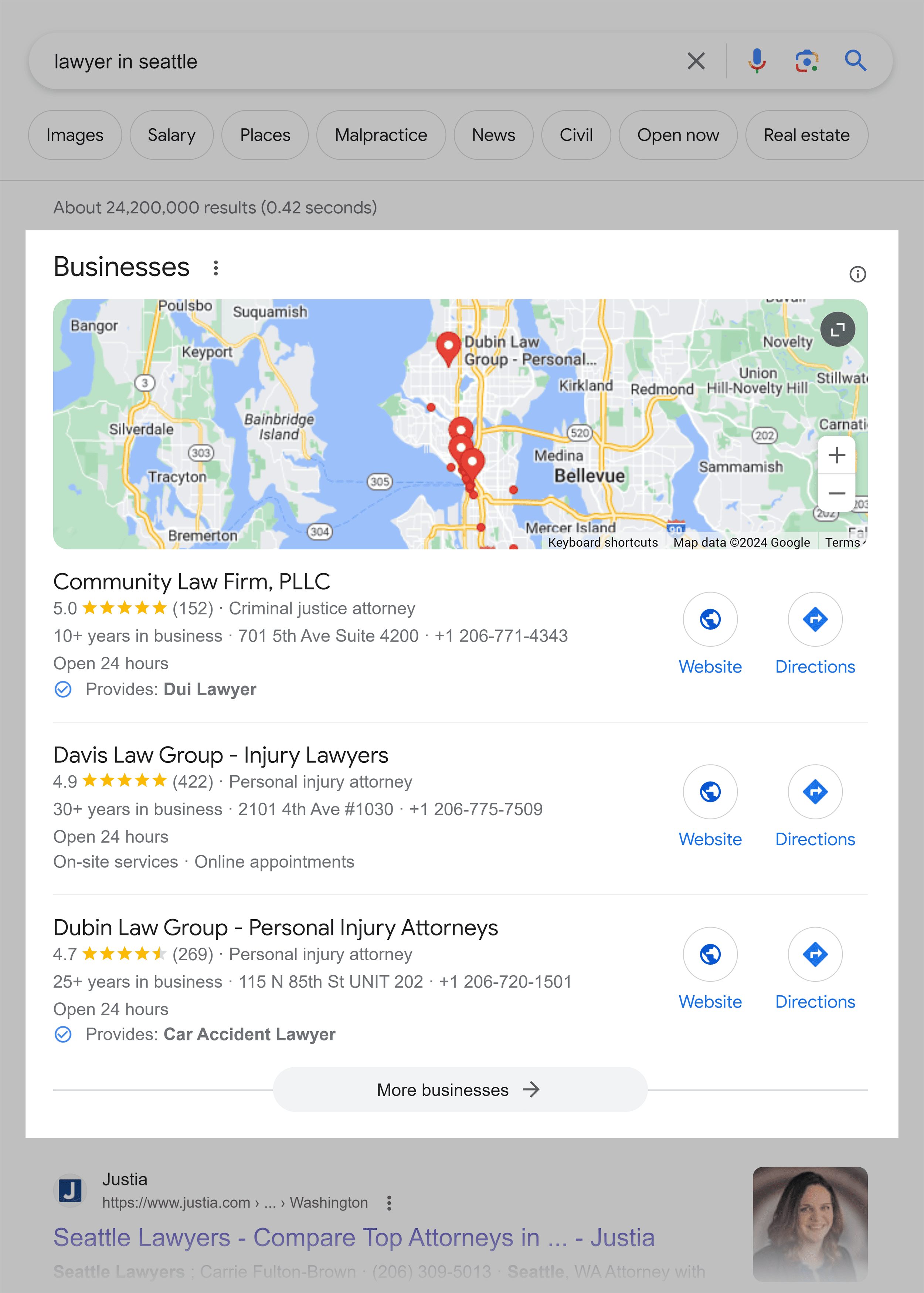 Google SERP – Lawyer in Seattle Google SERP – Lawyer in Seattle
