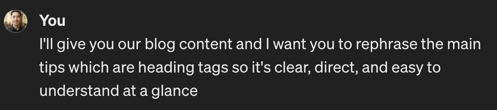Asking ChatGPT to rewrite subheadings for clarity