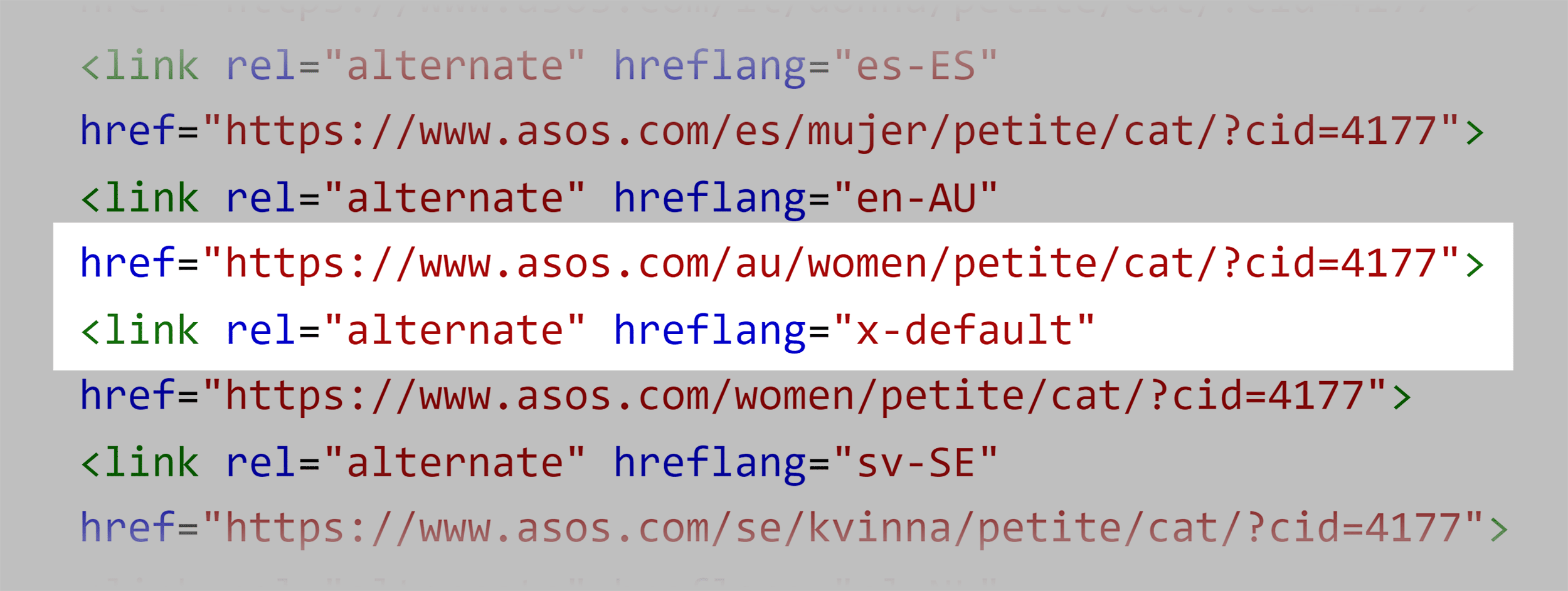 ASOS UK – X-default hreflang
