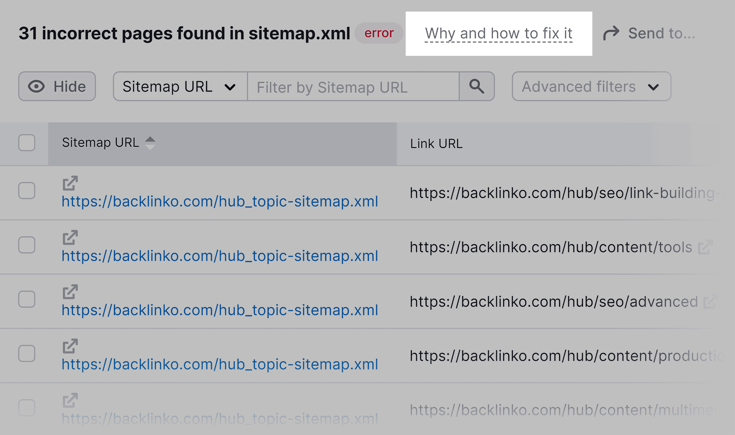 Backlinko – Incorrect pages
