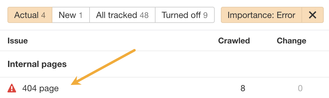 Example of a 404 page issue