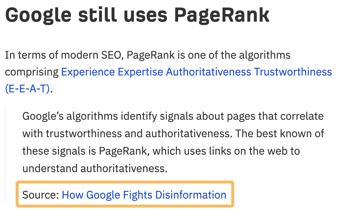Example of us linking to sources on the Ahrefs blog