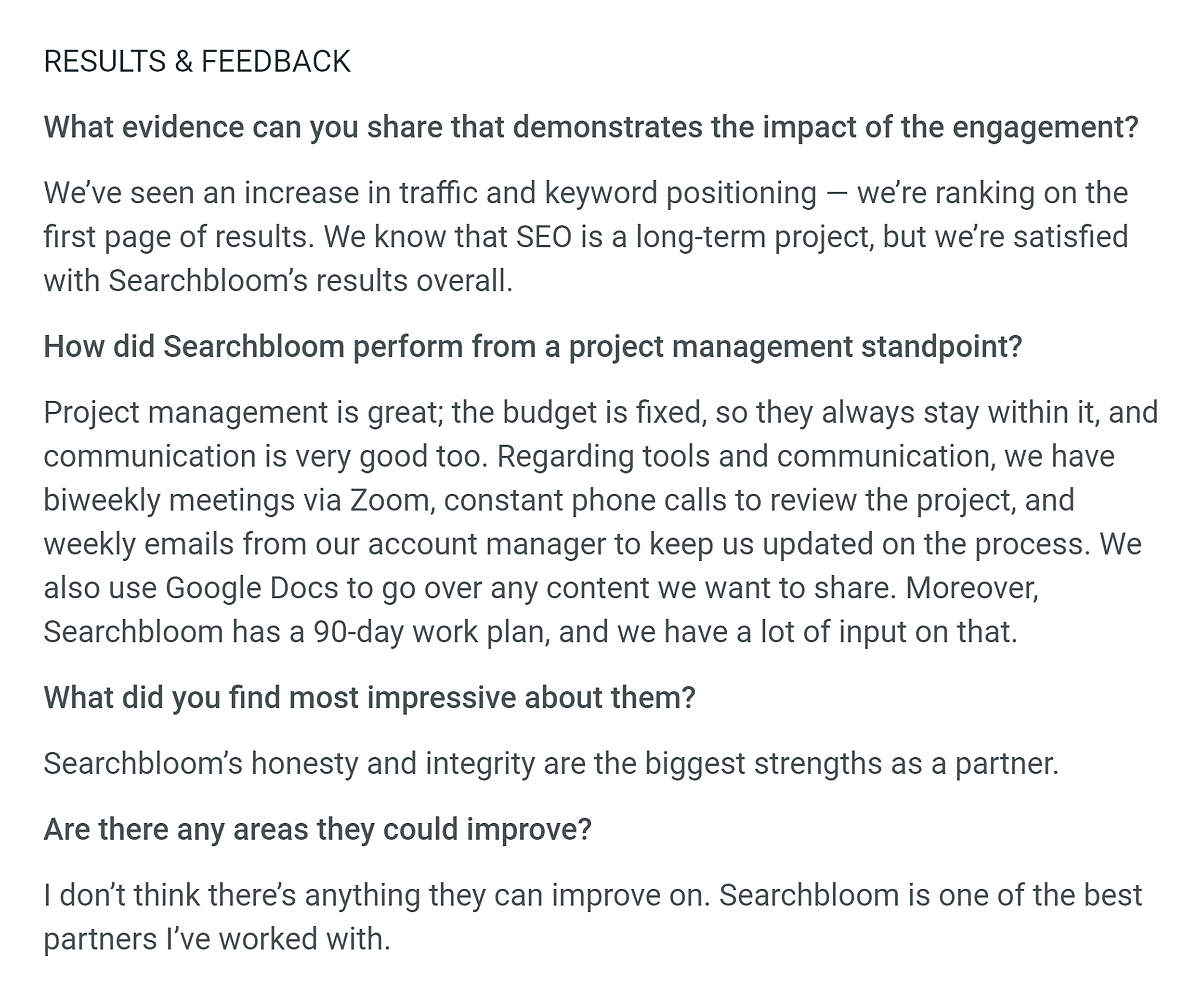 Searchbloom – Testimonial