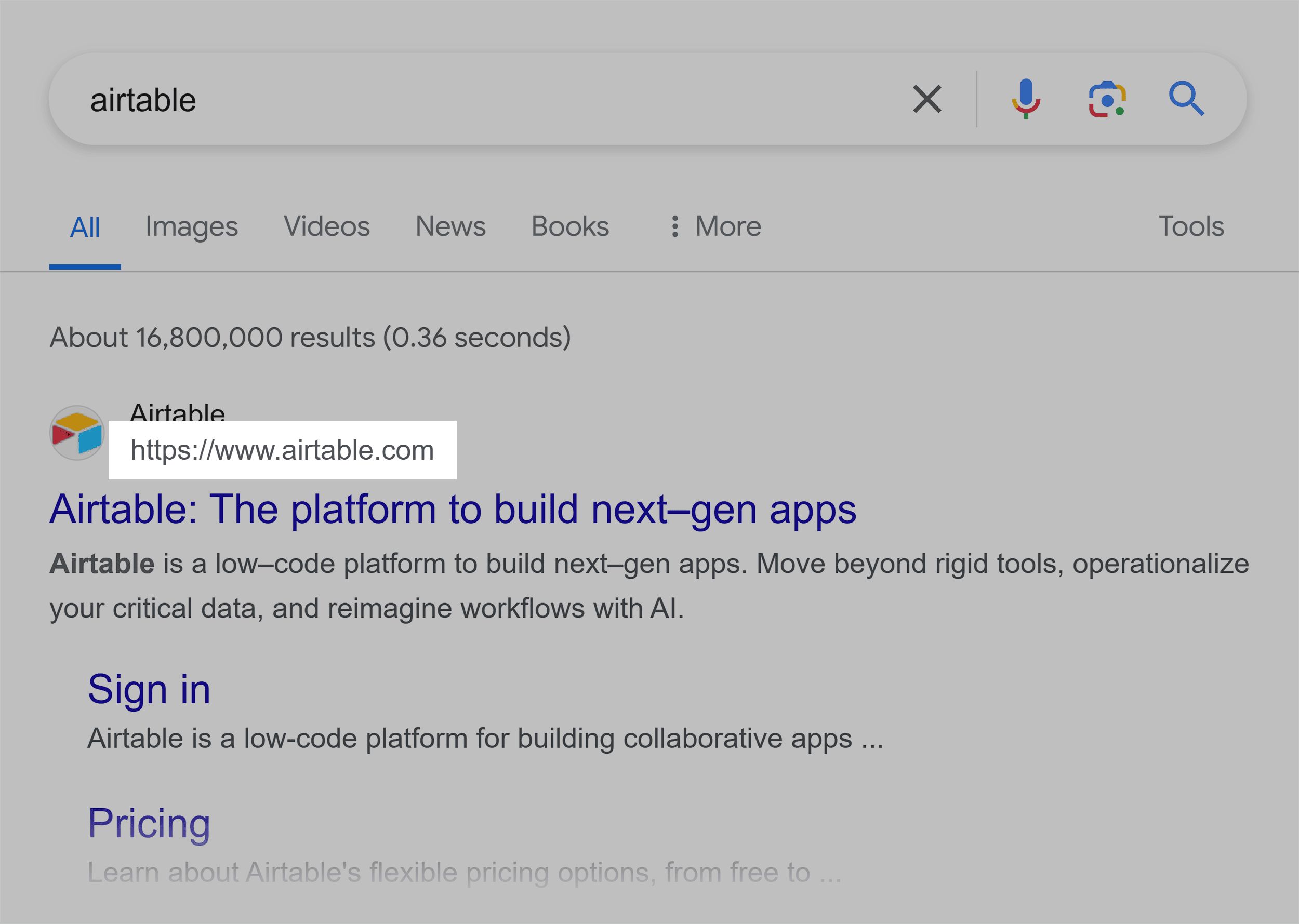 Google SERP – Airtable