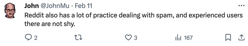 John Mueller seemingly having too much faith in Reddit...