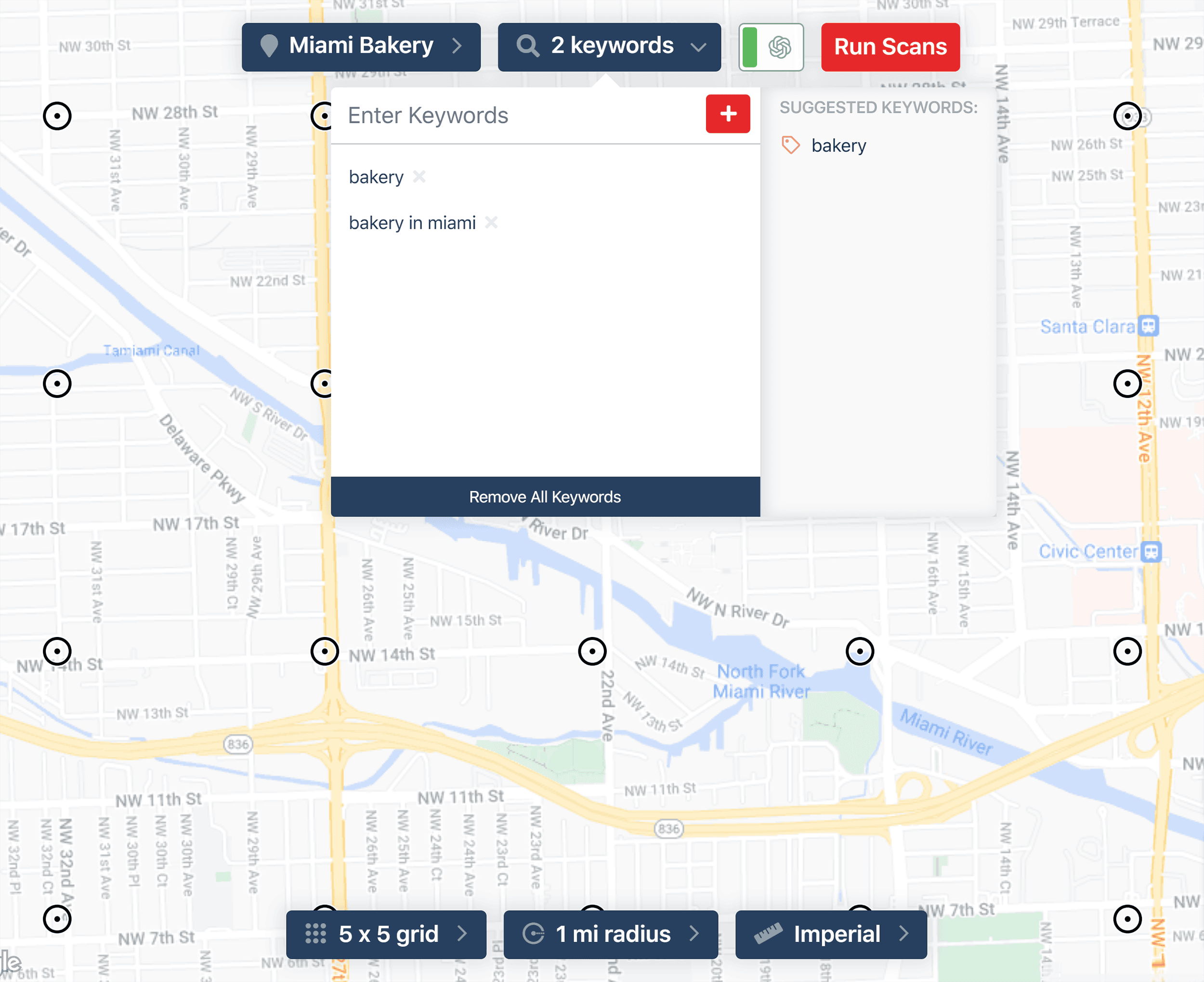 Map Scan – Enter keywords