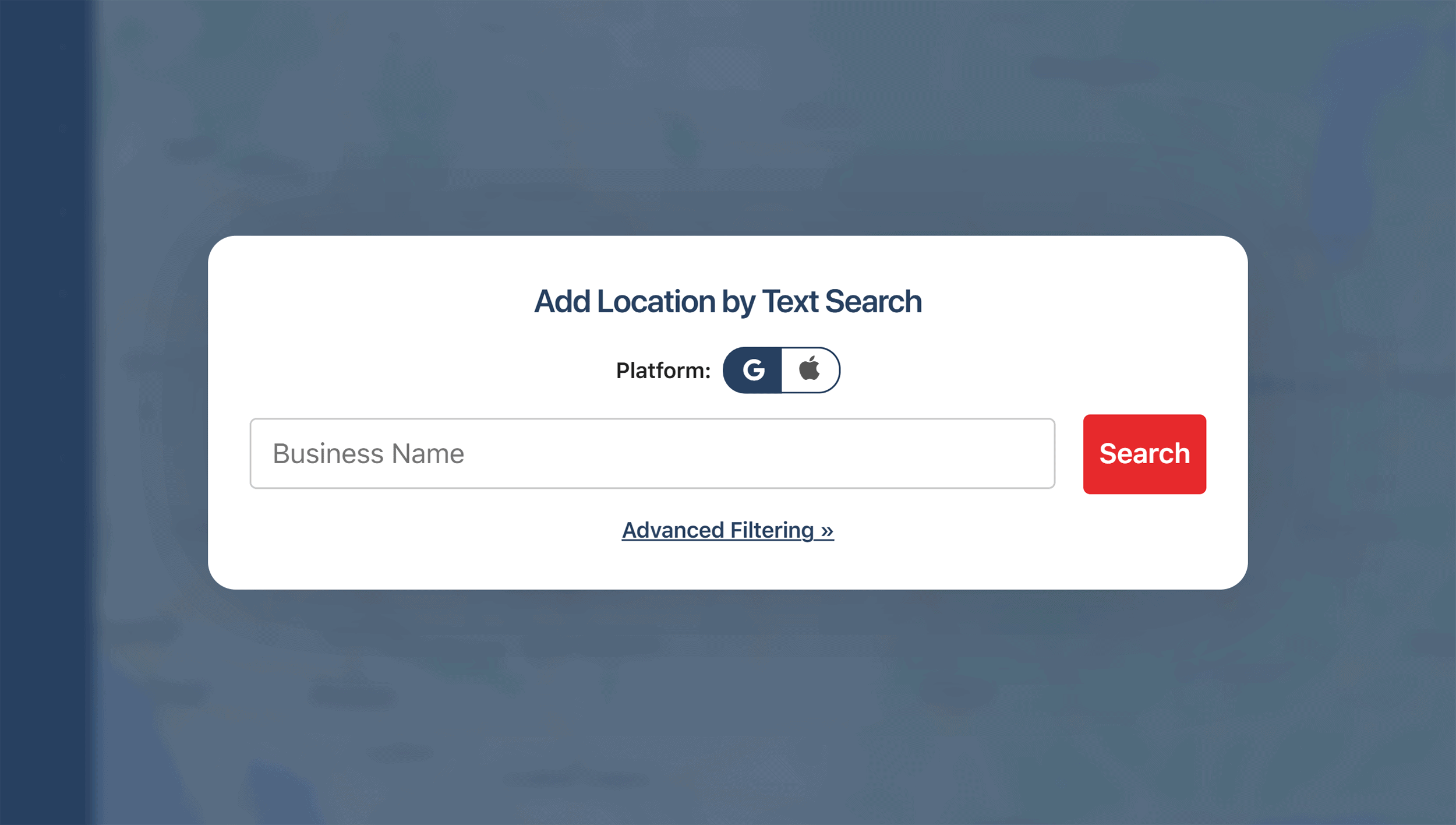 Map Scan – Select platform