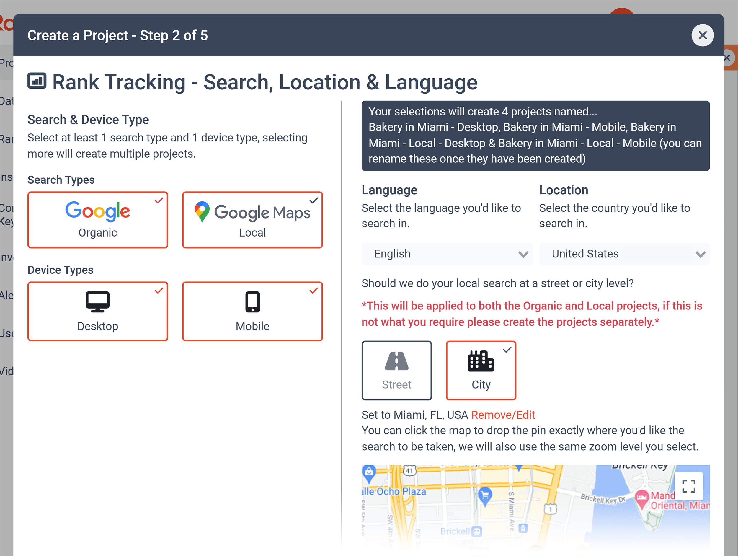 RankCaddy – Location & Language